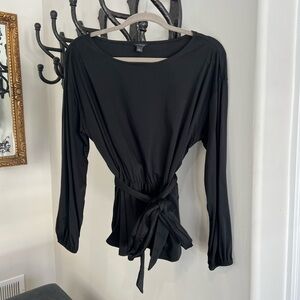 Ann Taylor Long Sleeved Tie Waist Blouse Top Medium